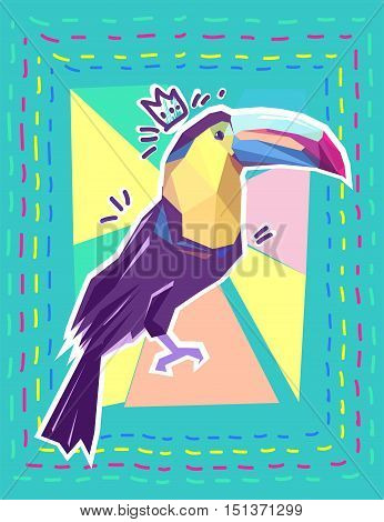 toucan print, print illustration, pattern print abstract bird, tropical bird vector. Beautiful print on a T-shirt tropical theme. Design of a tropical bird. toucan vector