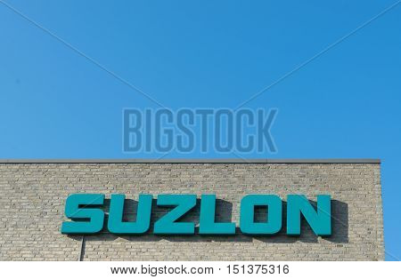 Aarhus, Denmark - September 14, 2016: Suzlon Logo On Building