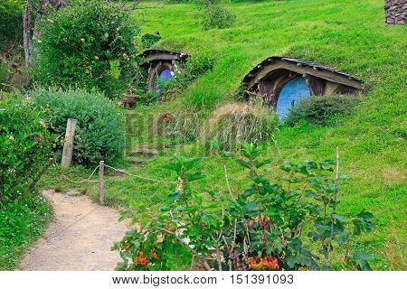 Matamata, New Zealand - January 15, 2015: Hobbiton - Movie Set Created For Filming The Lord Of The R