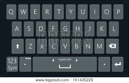 Smartphone keyboard. Realistic and flat mobile phone keypad vector moc-kup. Keyboard for mobile device illustration. No gradient