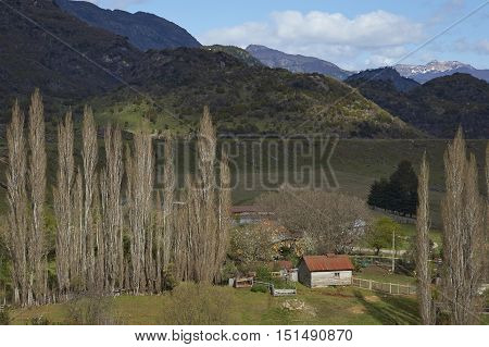 Rural landscape of the Manihuales River Valley along the Carratera Austral in the Aysen Region of southern Chile.