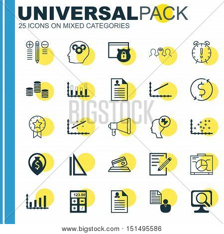 Set Of 25 Universal Icons On Money Trasnfer, Curriculum Vitae, Dynamics And More Topics. Vector Icon