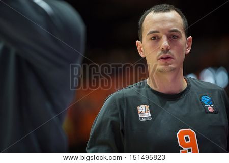 VALENCIA, SPAIN - OCTOBER 12th: Karsten Tadda during Eurocup match between Valencia Basket and Ratiopharm Ulm at Fonteta Stadium on October 12, 2016 in Valencia, Spain
