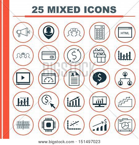Set Of 25 Universal Icons On Tree Structure, Analytics, Keyword Optimisation And More Topics. Vector