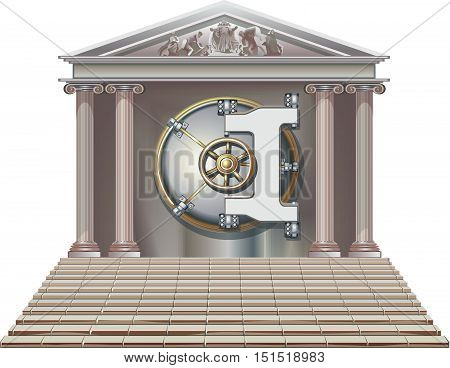 abstract vector illustration of bank safe symbol over white background