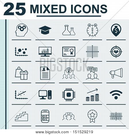Set Of 25 Universal Icons On Discussion, Growth, Cooperation And More Topics. Vector Icon Set Includ