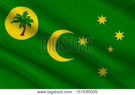 Flag of Territory of the Cocos (Keeling) Islands also called Cocos Islands and Keeling Islands is a territory of Australia. 3d illustration