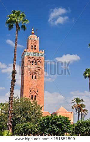 Koutoubia Mosque In The Southwest Medina Quarter Of Marrakesh