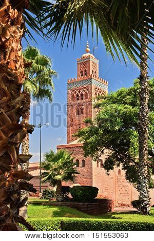Koutoubia Mosque In The Southwest Medina Quarter Of Marrakesh