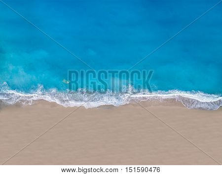 Aerial of Kathisma beach in Lwfkada island Greece 