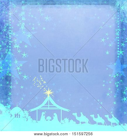 Christian Christmas nativity scene of baby Jesus in the manger , raster