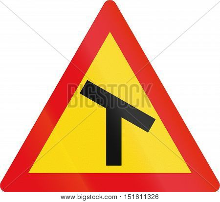 Temporary Road Sign Used In The African Country Of Botswana - Skewed T-junction