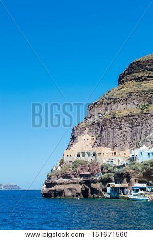 Ammoudi harbor of Thira Santorini Greece summer