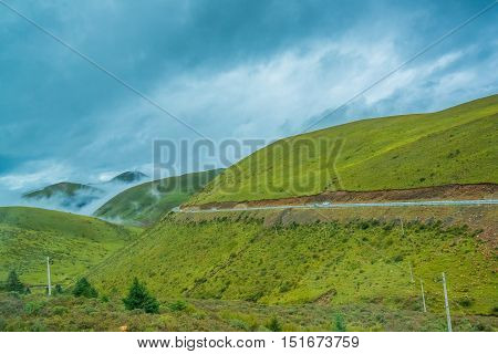 highland road to Daocheng, Daocheng, Sichuan Province, China.