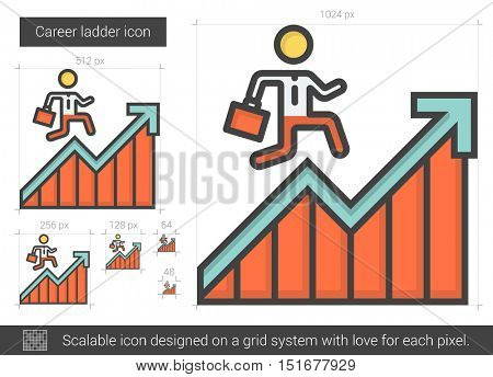 Career ladder vector line icon isolated on white background. Career ladder line icon for infographic, website or app. Scalable icon designed on a grid system.