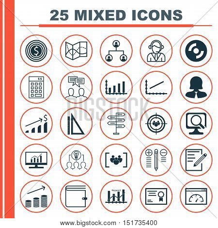 Set Of 25 Universal Icons On Decision Making, Road Map, Laptop And More Topics. Vector Icon Set Incl