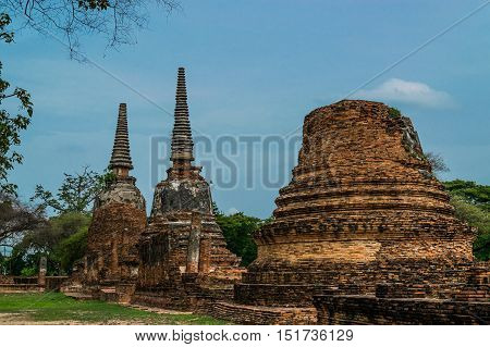 The Ancient Royal Palace in Ayutthaya of Thailand