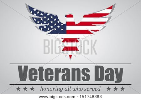 Eagle with USA flag inside for Veterans Day. Vector illustration