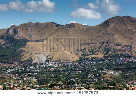 Suburbs of the Palermo Sicily from Monte Caputo