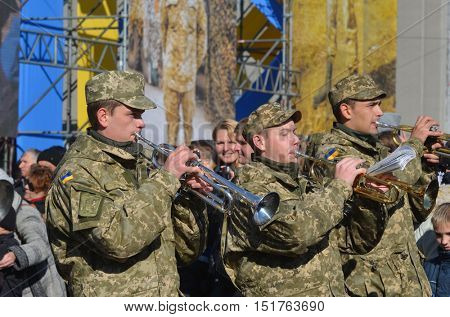 Ukrainian nazionalists celebrate the Day of OUN-UPA (Organisation of Ukrainian Nazionalists - Ukrainian Peoples Army). October 14,2016,Kiev, Ukraine