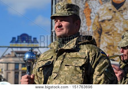 Ukrainian nazionalists celebrate the Day of OUN-UPA (Organisation of Ukrainian Nazionalists - Ukrainian Peoples Army). October 14,2016,Kiev, Ukraine