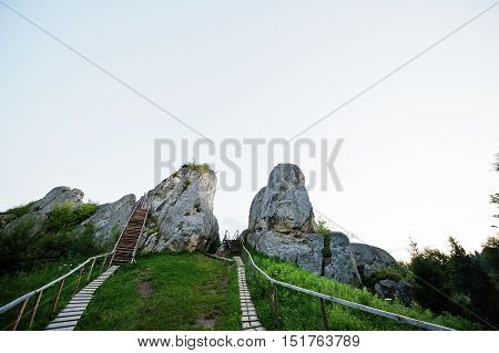 Tustan Fortress Ruins Of Rocks At Carpathian Ukraine