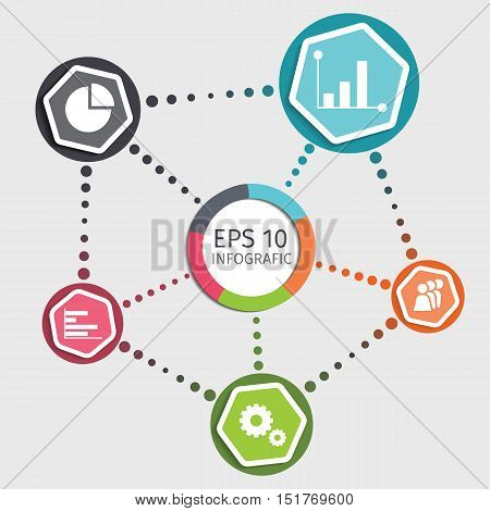 Infographic design on the grey background. Vector template in flat style