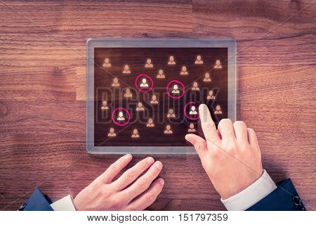 Target audience, market segmentation, customers care, customer relationship management (CRM) and team building concepts.
