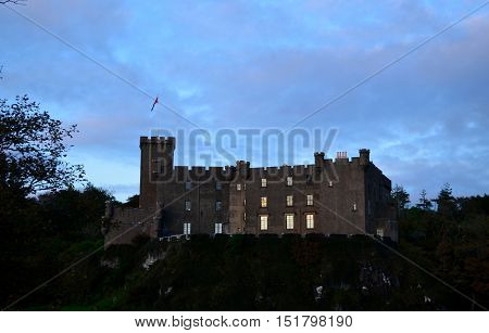 Blue skies ever present over Dunvegan Castle in Scotland.