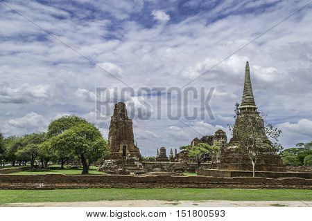 Old Beautiful Thai Temple wat Mahathat Ayutthaya Historical Park Ayutthaya Thailand