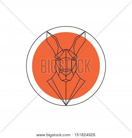 Kangaroo face logo emblem template. Vector flat design.