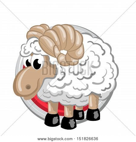 Sheep. Orient horoscope sign isolated in circle. Chinese symbols. Zodiac.