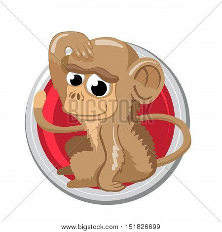 Monkey. Orient horoscope sign isolated in circle. Chinese symbols. Zodiac.