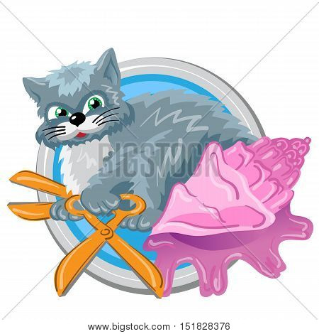 Cancer. Horoscope sign in circle isolated. Cat. Zodiac