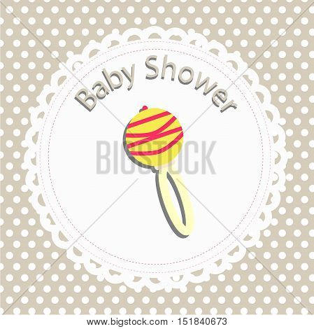 icon baby rattle. card template for design and decoration. baby shower and arrival. the congratulations and invitation. background vector illustration