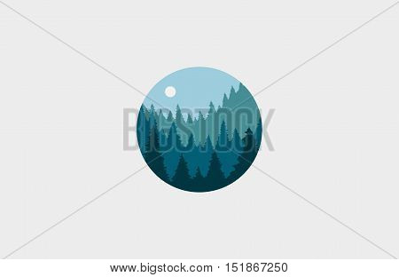 Mountain logo design. Pines logo. Mountain design