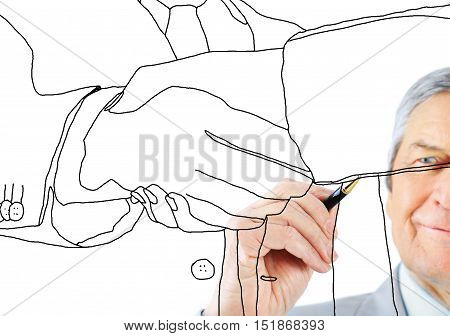 Business men hand shake in white background