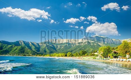 Psili Ammos beach, Thassos island, Greece. It is known as Golden beach. It is situated between Skala Panagia and Skala Potamia.