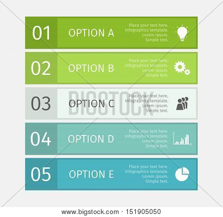 Modern blue and green lines for business infographics. Vector template with 5 steps, parts, options, stages