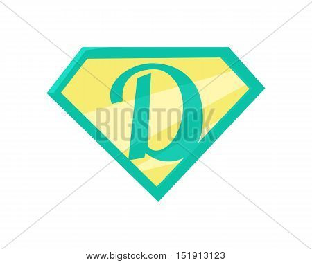 Father superhero symbol. Super dad icon. Super dad shield in flat. Green yellow element. Simple drawing. Isolated vector illustration on white background.