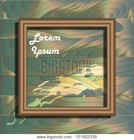 Wooden frame design with stains paint and place for text. Wallpaper background for your content. Eps 10 stock vector illustration