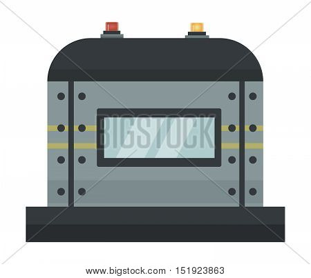 Parts of machinery flat mechanism manufacturing work detail design. Gear mechanical equipment part industry mechanism icon. Vector technology icon industry engineering technical factory mechanism