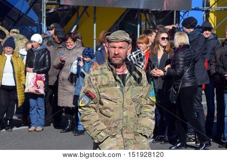 EDITORIAL.Ukrainian nazionalists celebrate the Day of OUN-UPA (Organisation of Ukrainian Nazionalists - Ukrainian Peoples Army). October 14,2016,Kiev, Ukraine