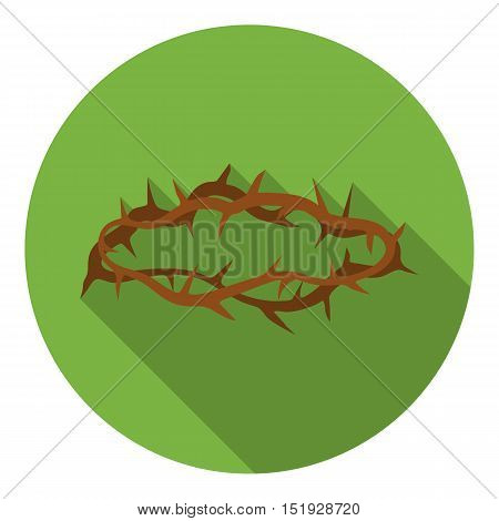 Crown of thorns icon in flat style isolated on white background. Religion symbol vector illustration.