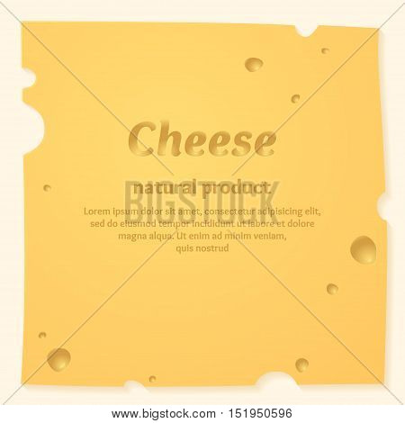 Beautiful cheese background. Template for sale of dairy products. Vector illustration.