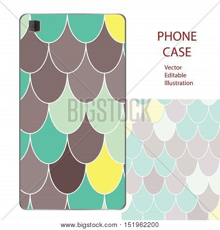 Phone case mockup with Moroccan Fish Scales in vector. Editable template for your design