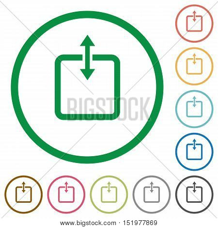 Set of adjust item height color round outlined flat icons on white background