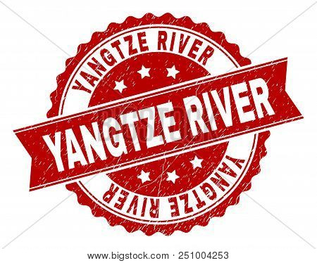 Grunge Textured Yangtze River Stamp Seal In Simple Style