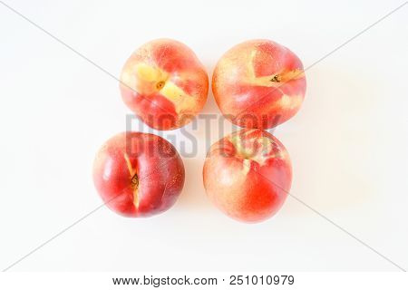 Freshness Group Of Peachs On White Background , Fruit  Full With Nutrition And Vitamin ,tasty Sweet 