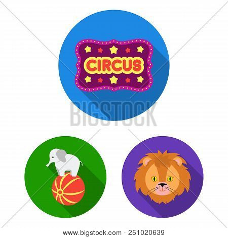 Circus And Attributes Flat Icons In Set Collection For Design. Circus Art Vector Symbol Stock  Illus
